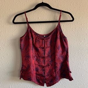 Modern oriental pattern button down option blouse